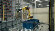  Projet de R&D « bin picking » chez Log’in : une cellule robotisée intégrant vision et intelligence artificielle pour automatiser le prélèvement de pièces dans les bacs, en conditions logistiques réelles - © Daher
